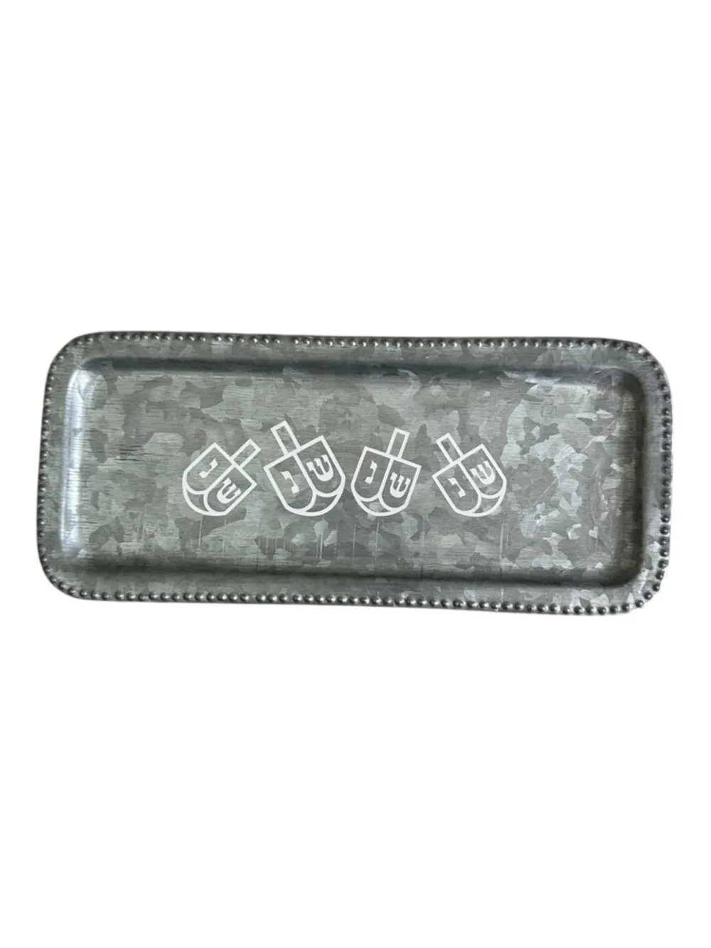 Galvanized Metal Hanukkah Menorah Drip Tray